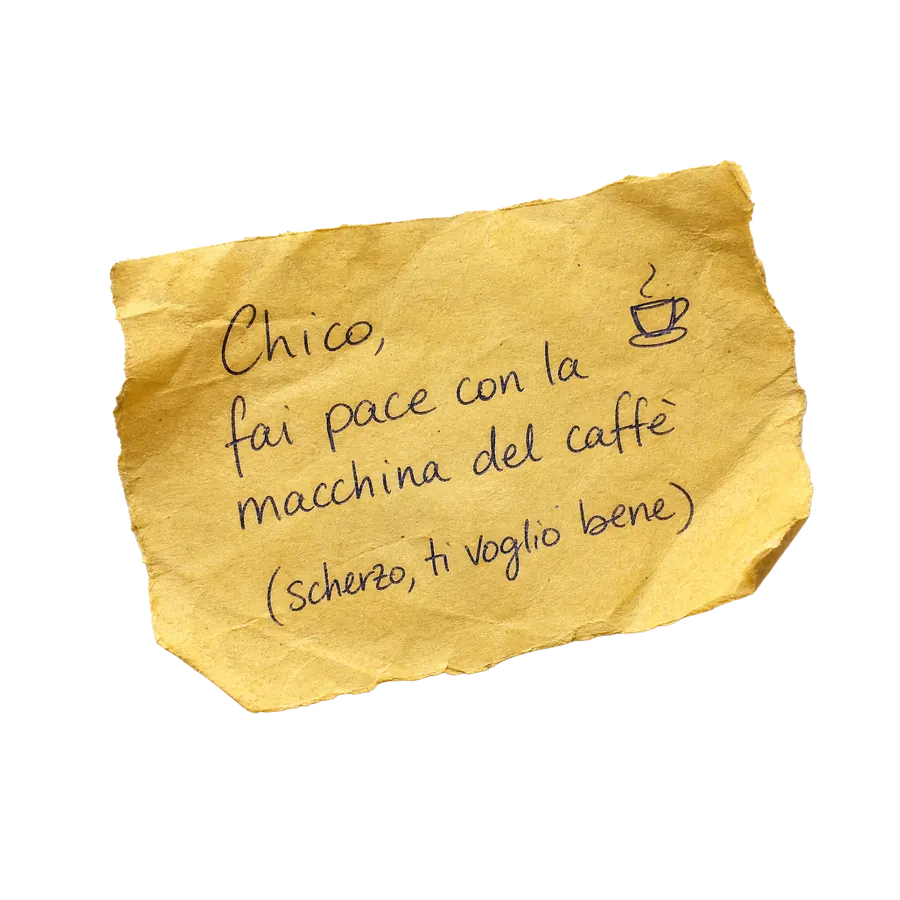 Chico, fai pace con la macchina del caffè (scherzo, ti voglio bene)